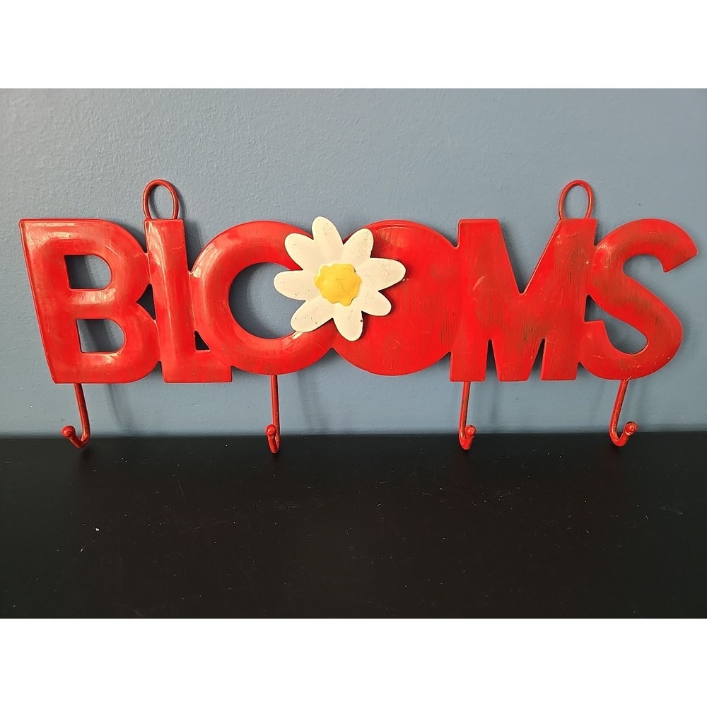 Metal Key Coat Towel Jewelry Hook Hanger Coat Rack Red BLOOMS Flower